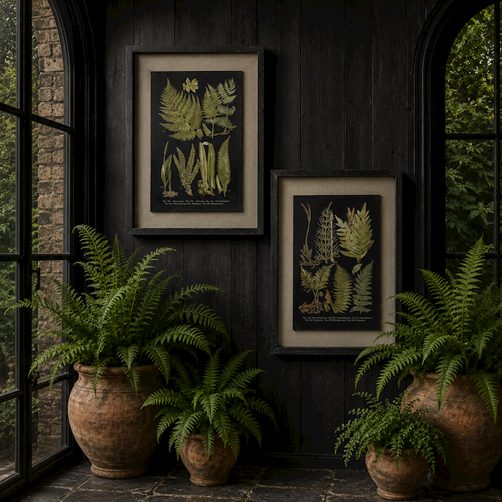 FRAMED FERN LEAVES 40x56cm